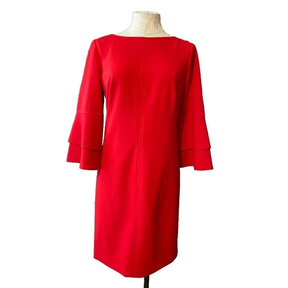 Ralph Lauren Dress Red 10 3/4 Long Sleeve Stretch Washable Career Church NEW - Picture 1 of 7
